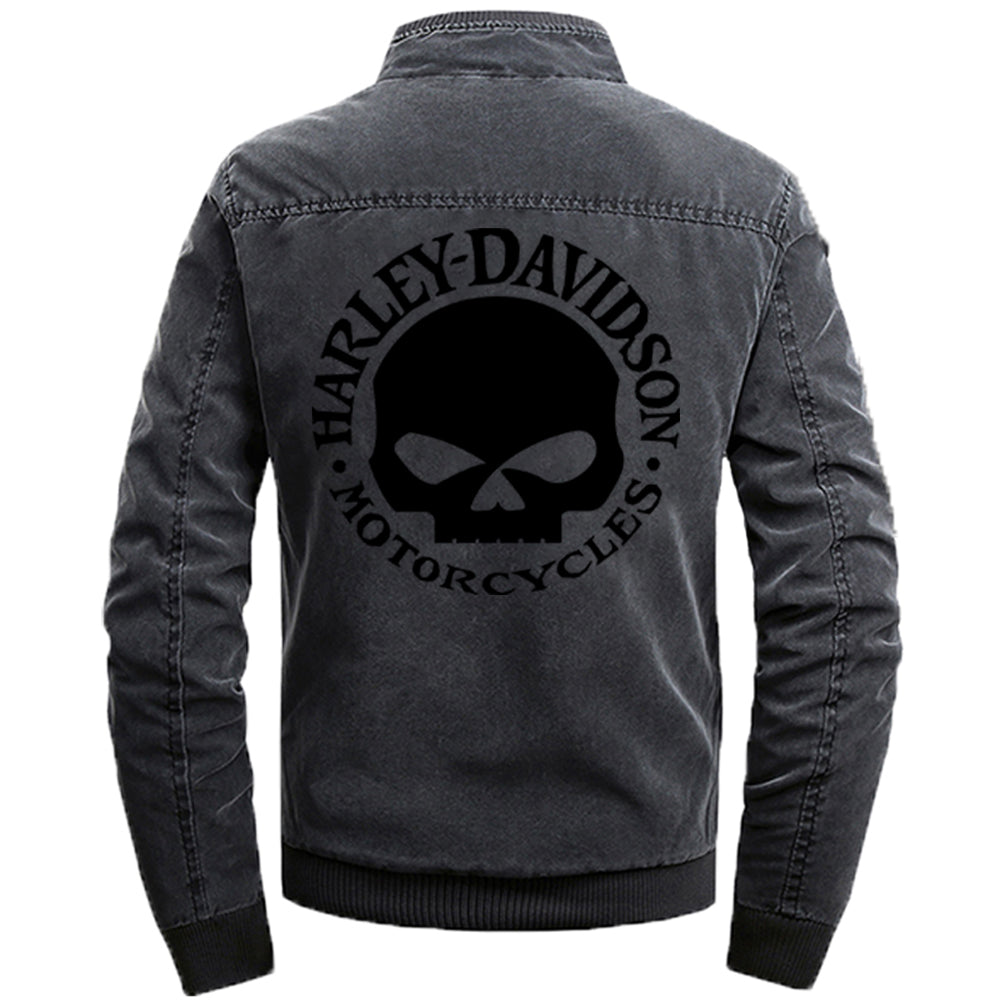 Stand Collar H D Skull Logo Cotton Jacket