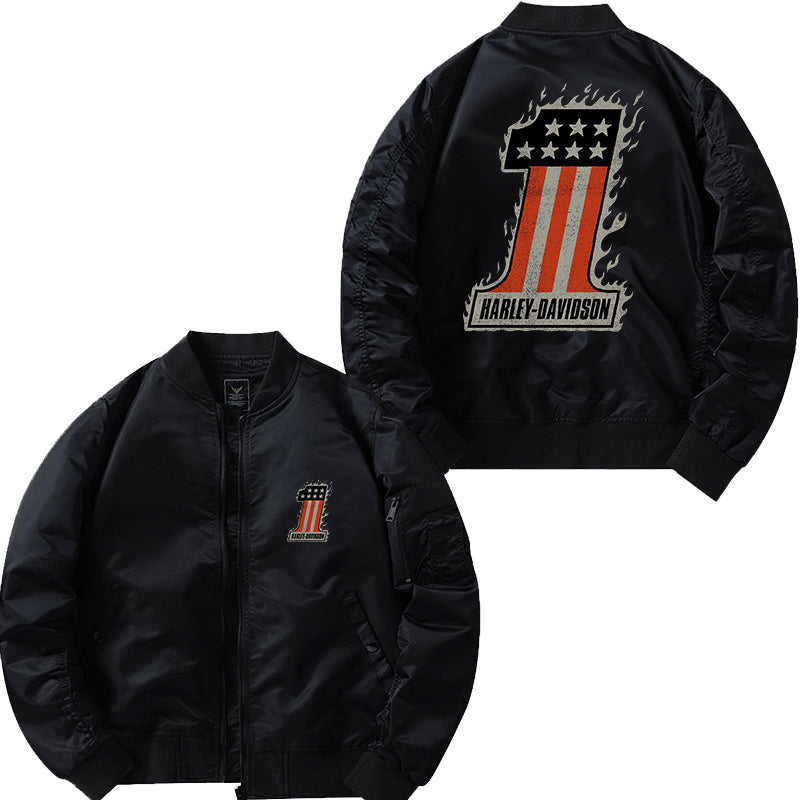 H D One Fire Design Bomber Jacket