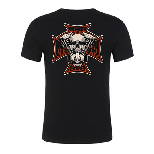 V-twin Skull Chopper Cotton Half Sleeve T-shirt