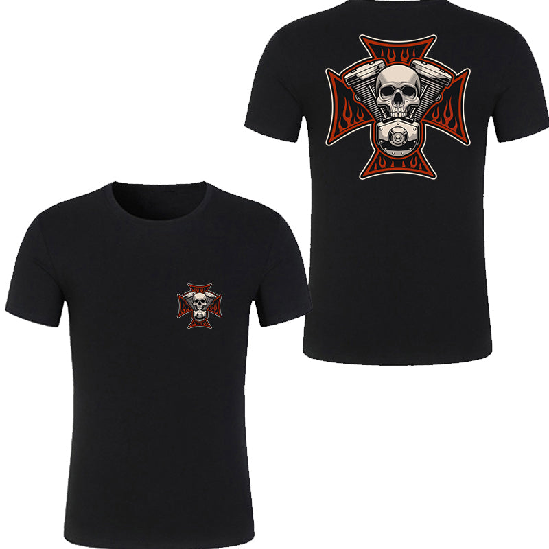 V-twin Skull Chopper Cotton Half Sleeve T-shirt