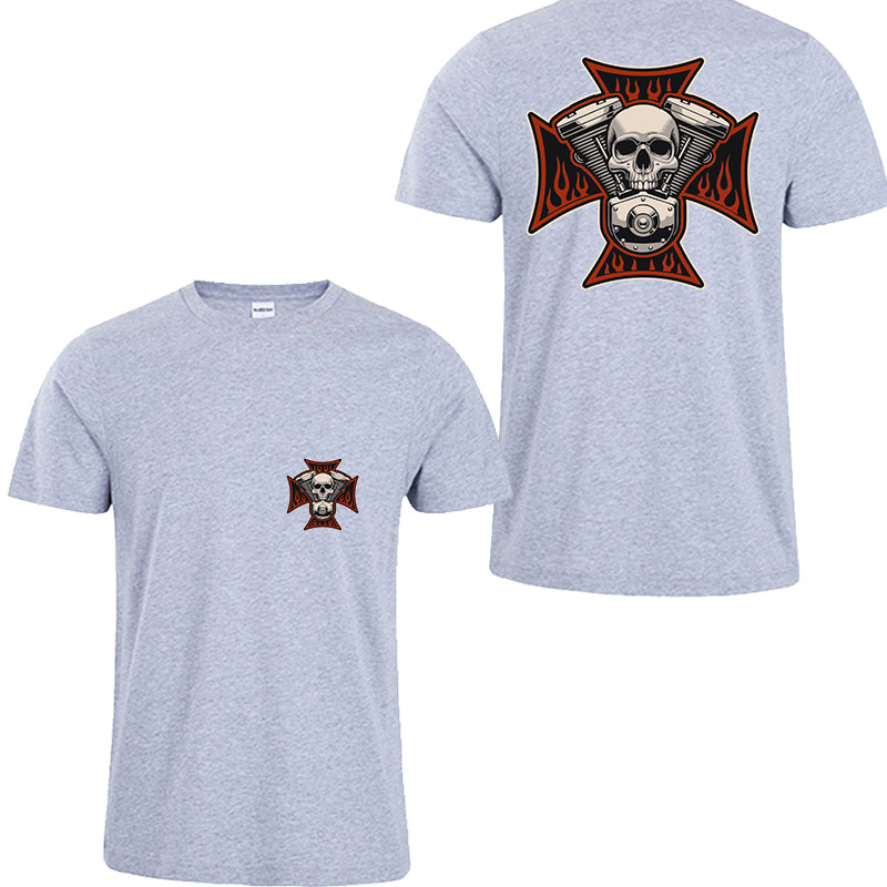 V-twin Skull Chopper Cotton Half Sleeve T-shirt