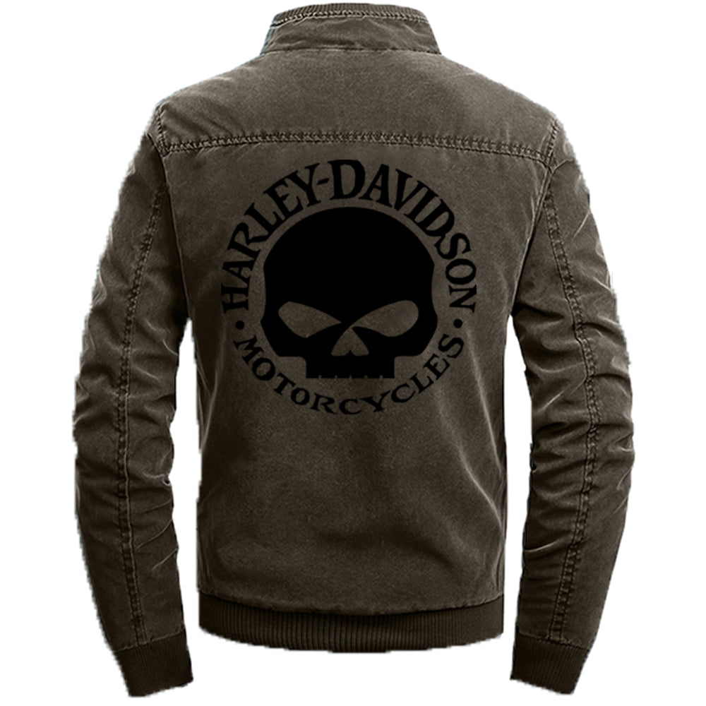 Stand Collar H D Skull Logo Cotton Jacket