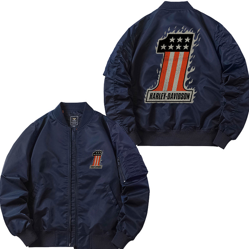 H D One Fire Design Bomber Jacket