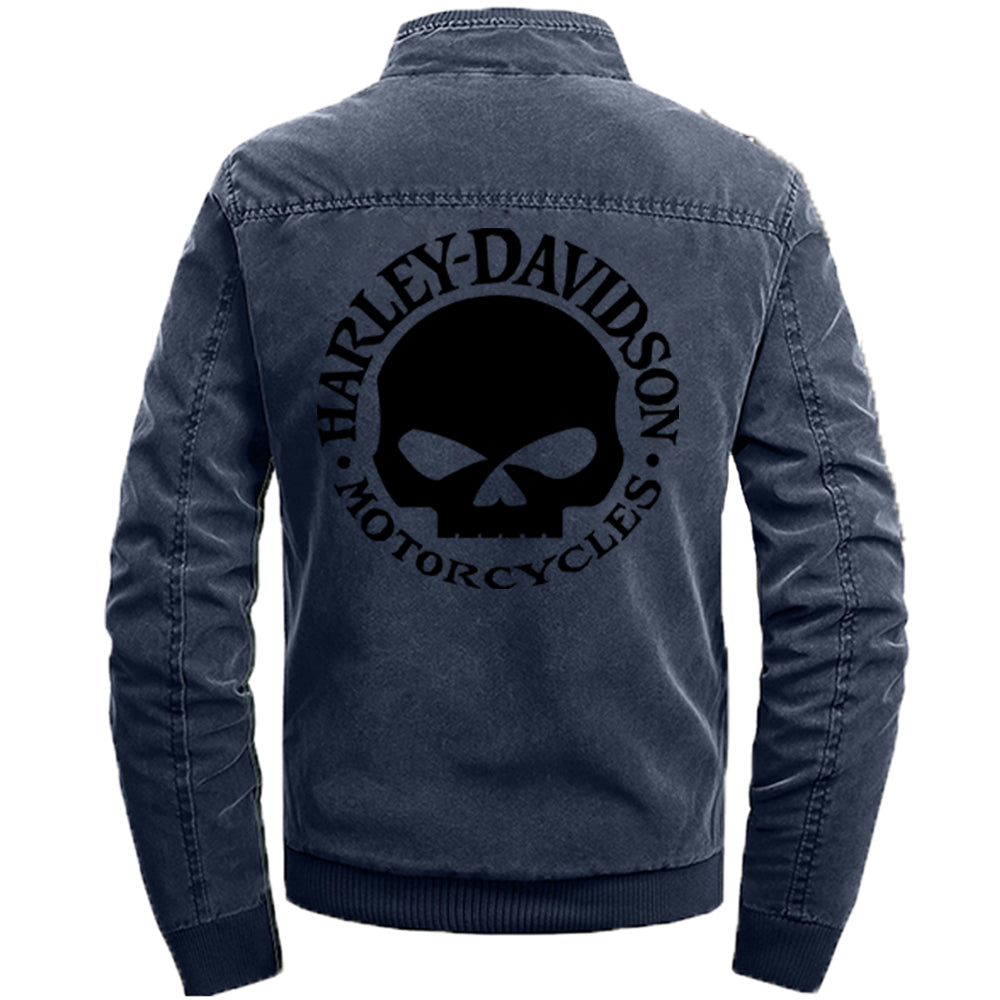 Stand Collar H D Skull Logo Cotton Jacket