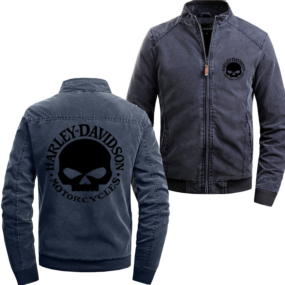 Stand Collar H D Skull Logo Cotton Jacket