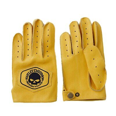 H D Retro Locomotive Leather Motorcycle Gloves