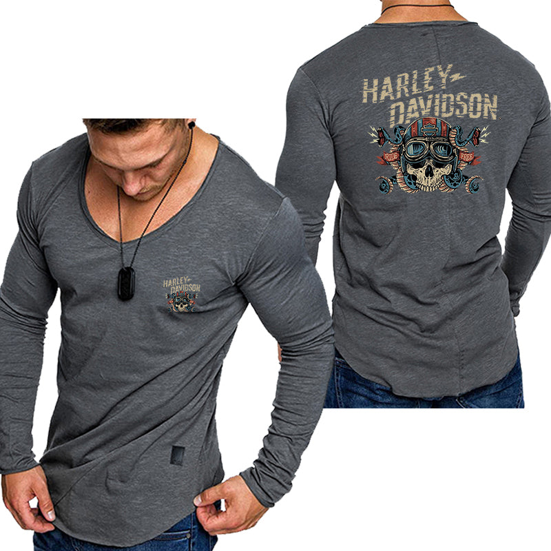 H D Skull Logo Long Sleeve T Shirt