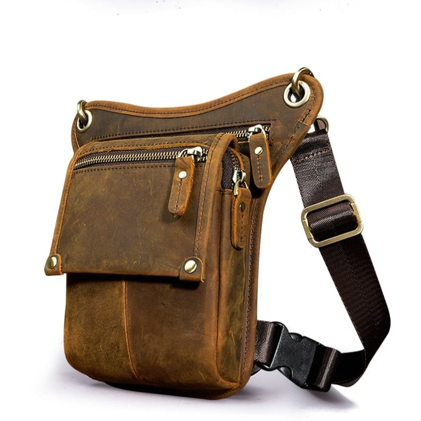 Crazy Horse Leather Multi-function Leg Bag