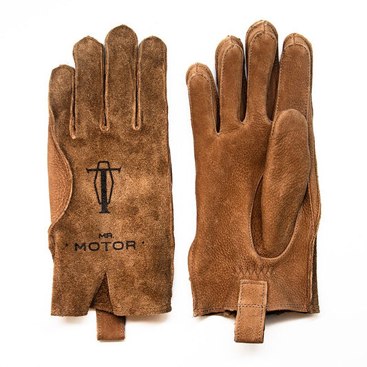 Retro Frosted Cowhide Leather Motorcycle Gloves