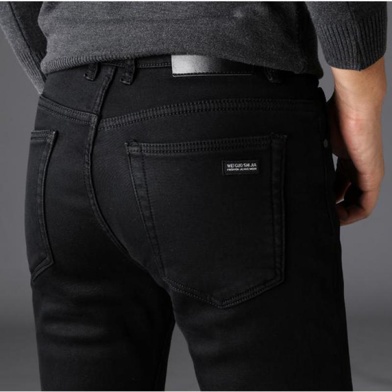 Stretch Classic Style Business Denim Black Trousers