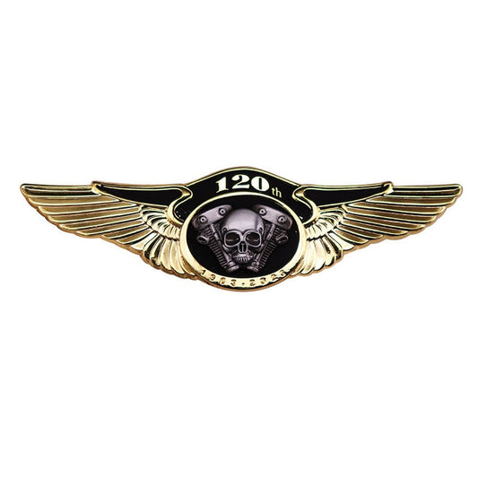 Retro 120th Anniversary Skull Motorcycle Club Metal Brass Brooch