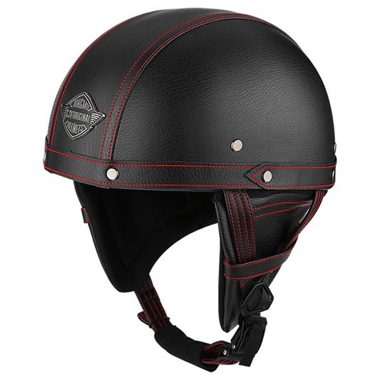 Half PU Leather Retro  Helmet Visor With Collar