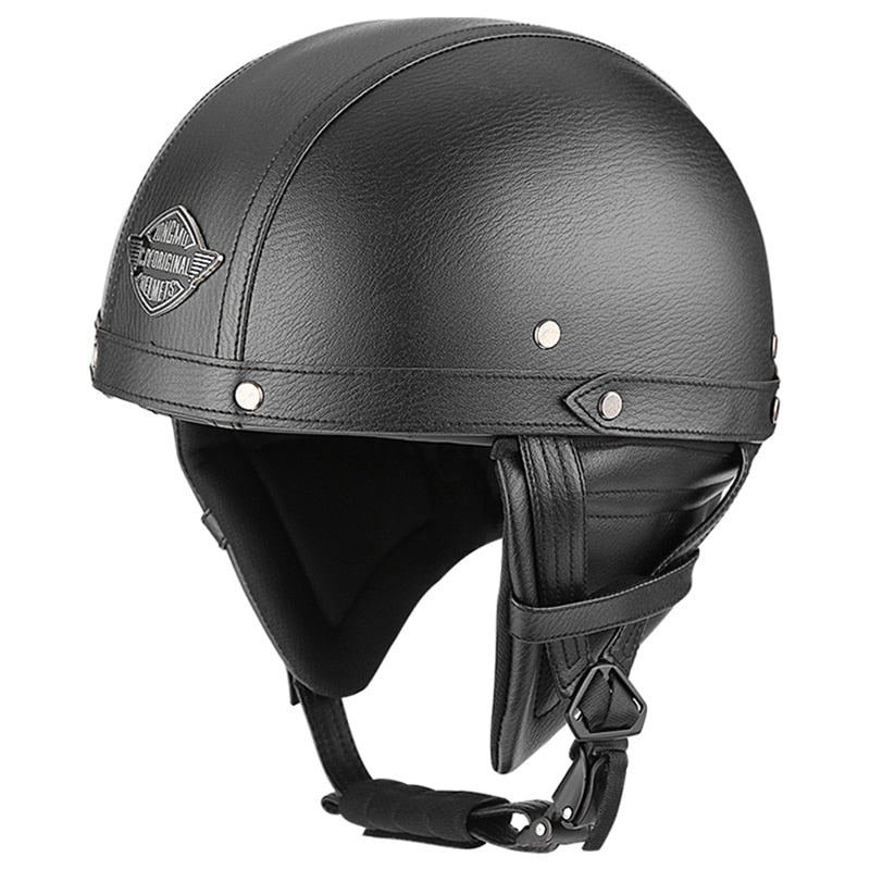 Half PU Leather Retro  Helmet Visor With Collar