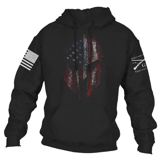 USA Flag Punisher Skull Cotton Hoodie