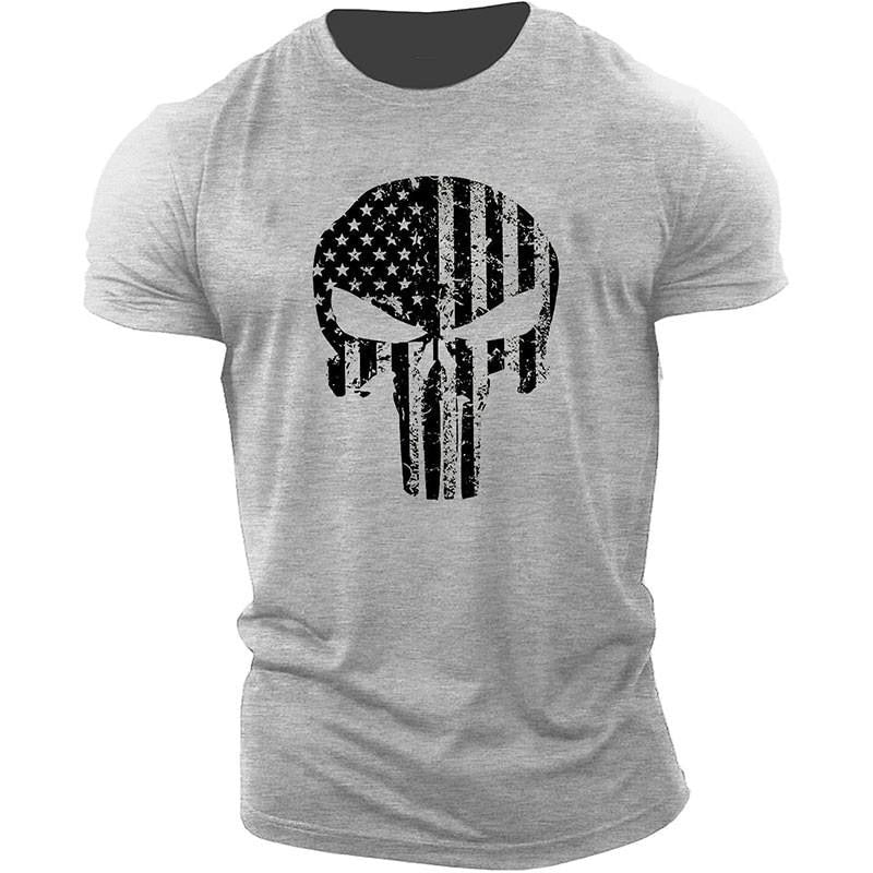 USA Flag Skull Print T shirt