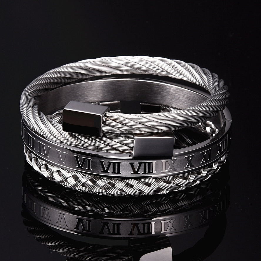 Luxury 3pcs/Set Stainless Steel Bracelet