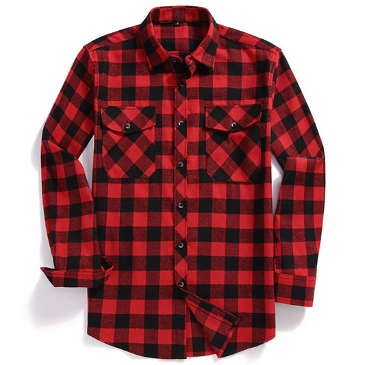 Casual Plaid Flannel Long-Sleeved Shirt