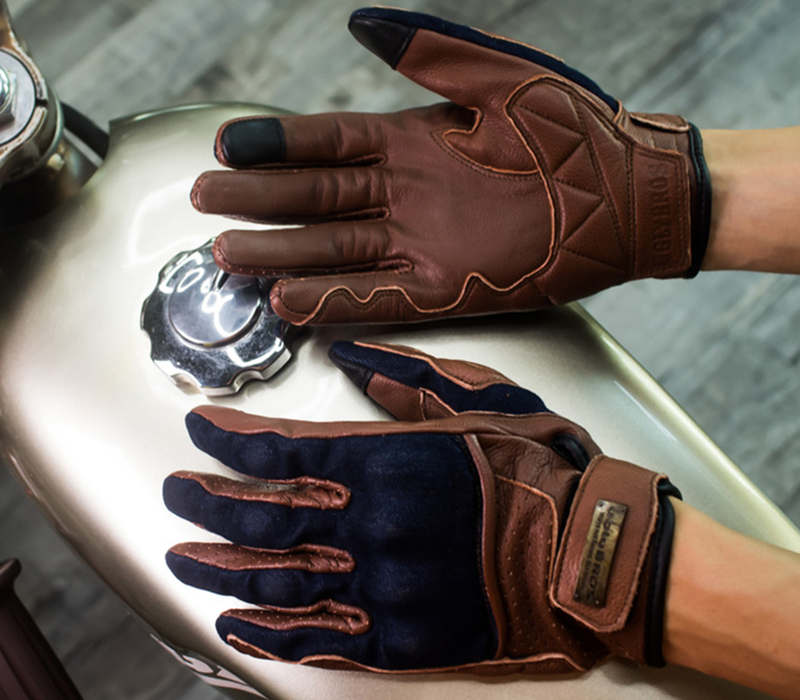 Cowboy Leather Denim Motorcycle Gloves