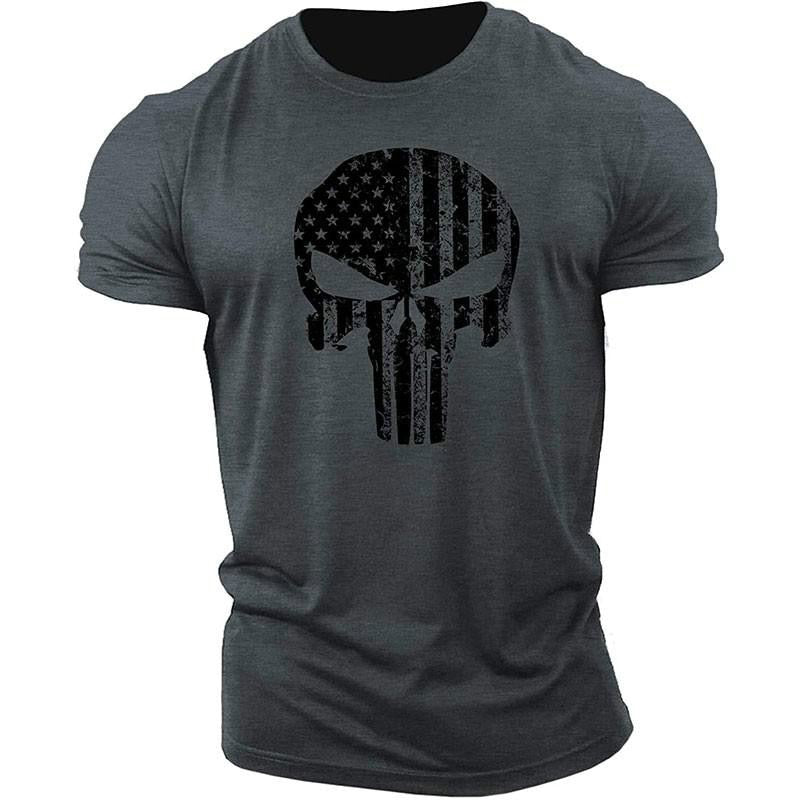 USA Flag Skull Print T shirt