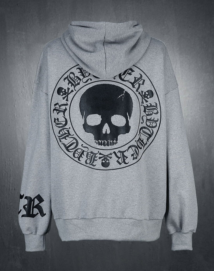 Skull Printed Cotton Hoodie