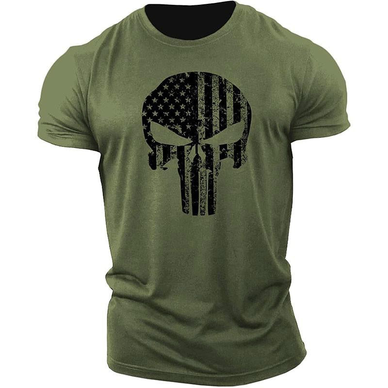 USA Flag Skull Print T shirt