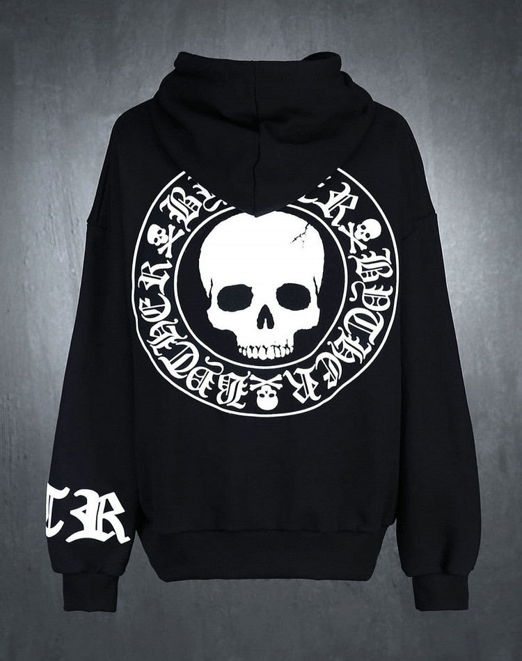 Skull Printed Cotton Hoodie