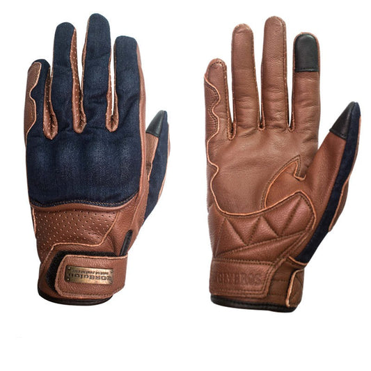 Cowboy Leather Denim Motorcycle Gloves
