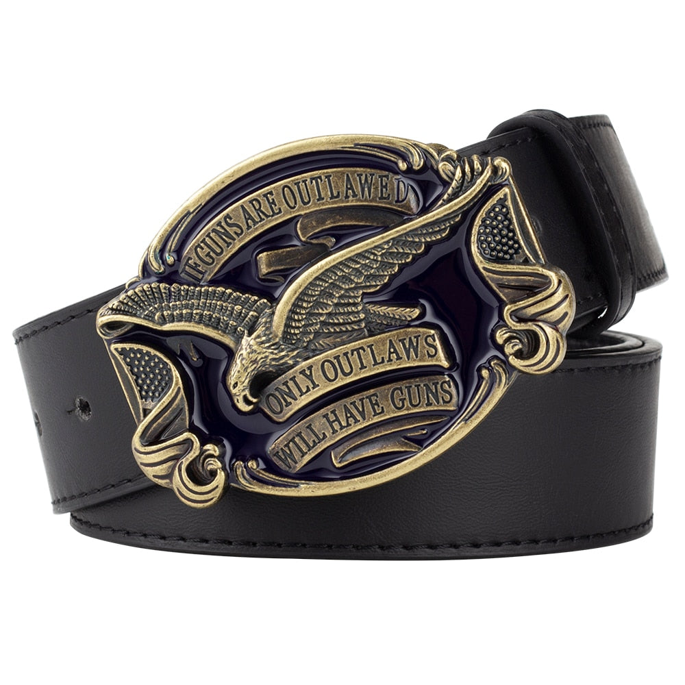 Metal Buckle Cowboy Eagle Belt