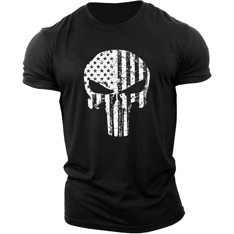 USA Flag Skull Print T shirt