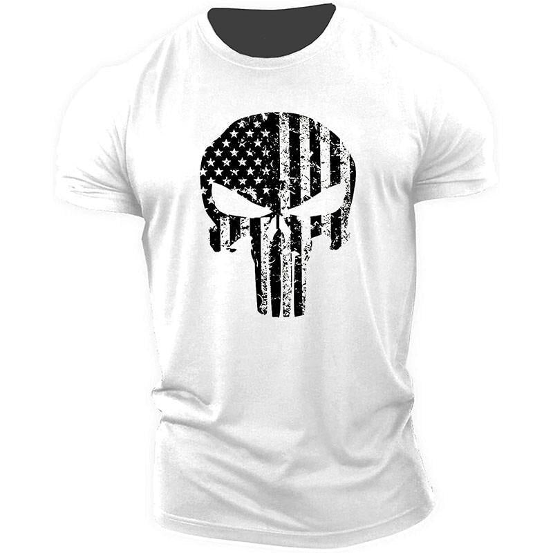 USA Flag Skull Print T shirt