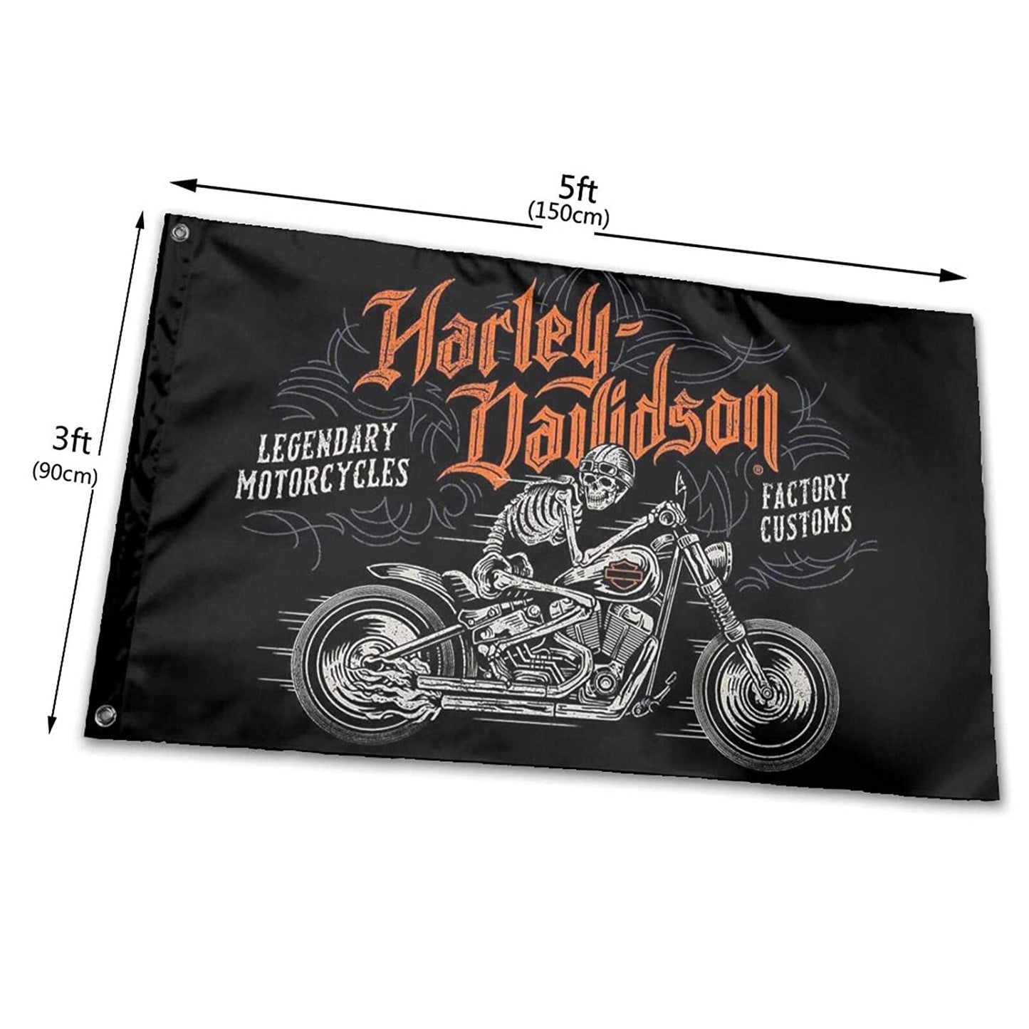 H D Motorcycle Black Flag for Decoration