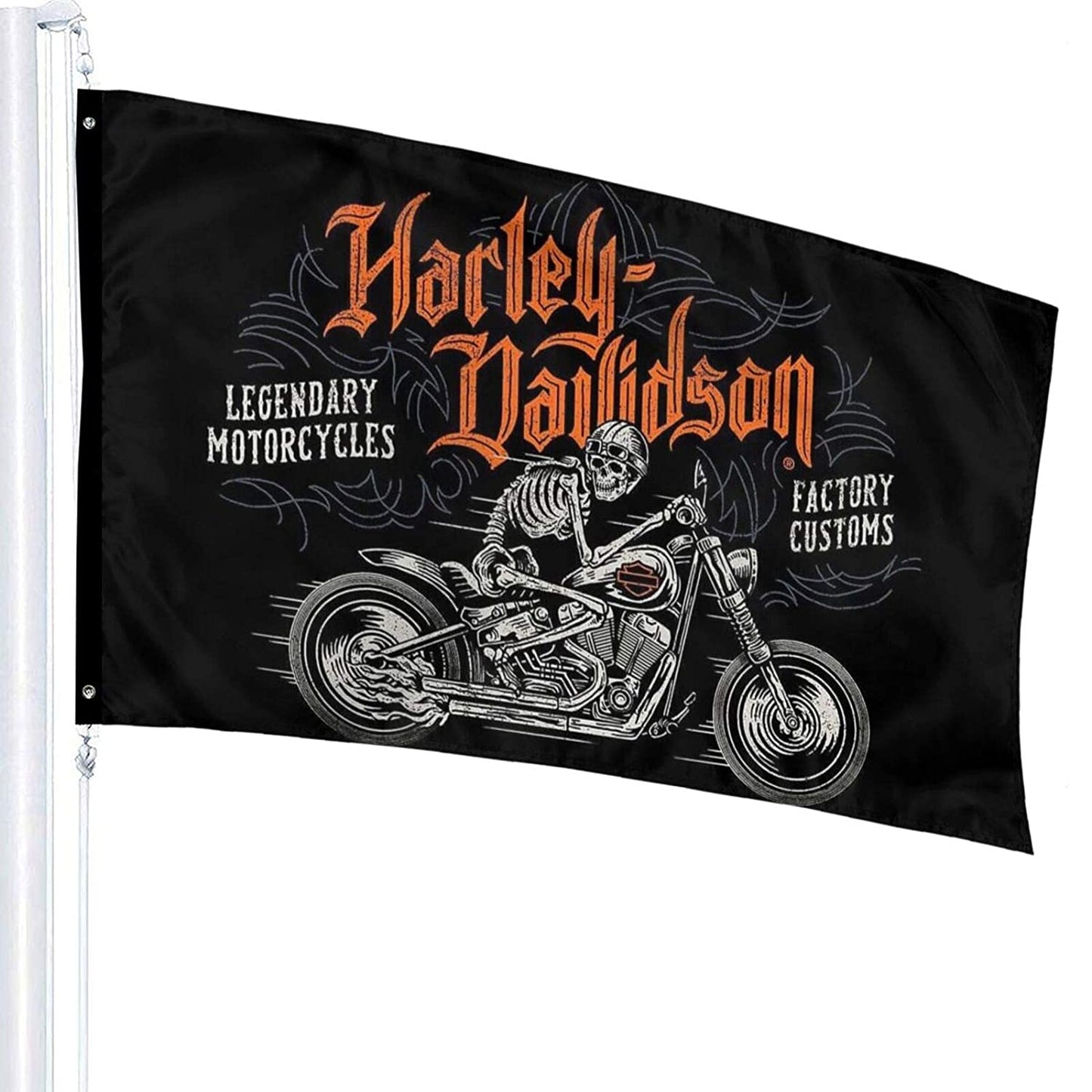 H D Motorcycle Black Flag for Decoration