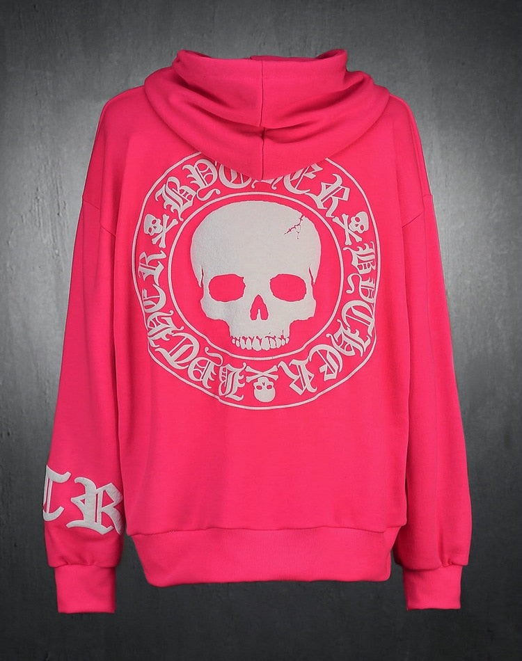 Skull Printed Cotton Hoodie