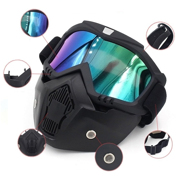 Motorcycle Helmet Face Mask with Goggles