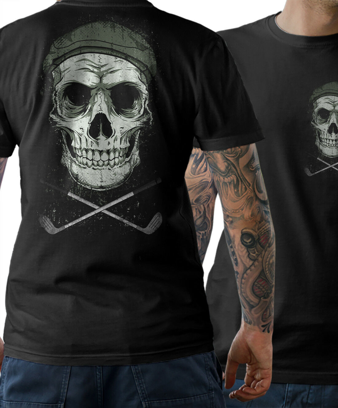 Skull Golf Racket Golfer Skull Cap T-Shirt