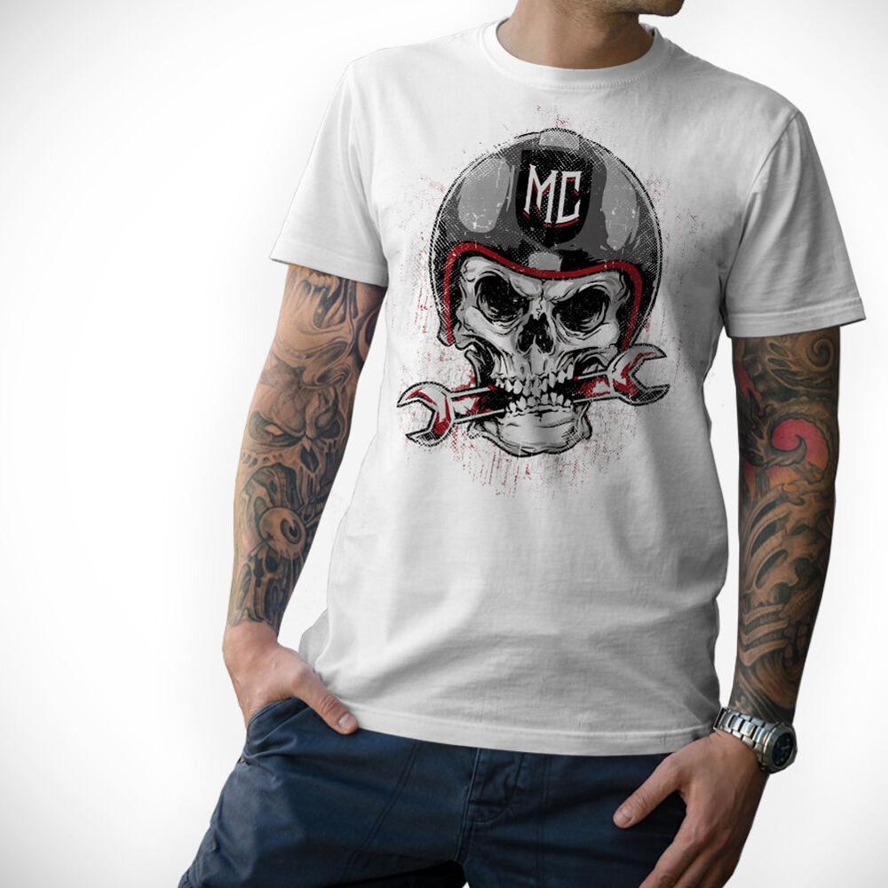 Tee shirt best sale skull biker