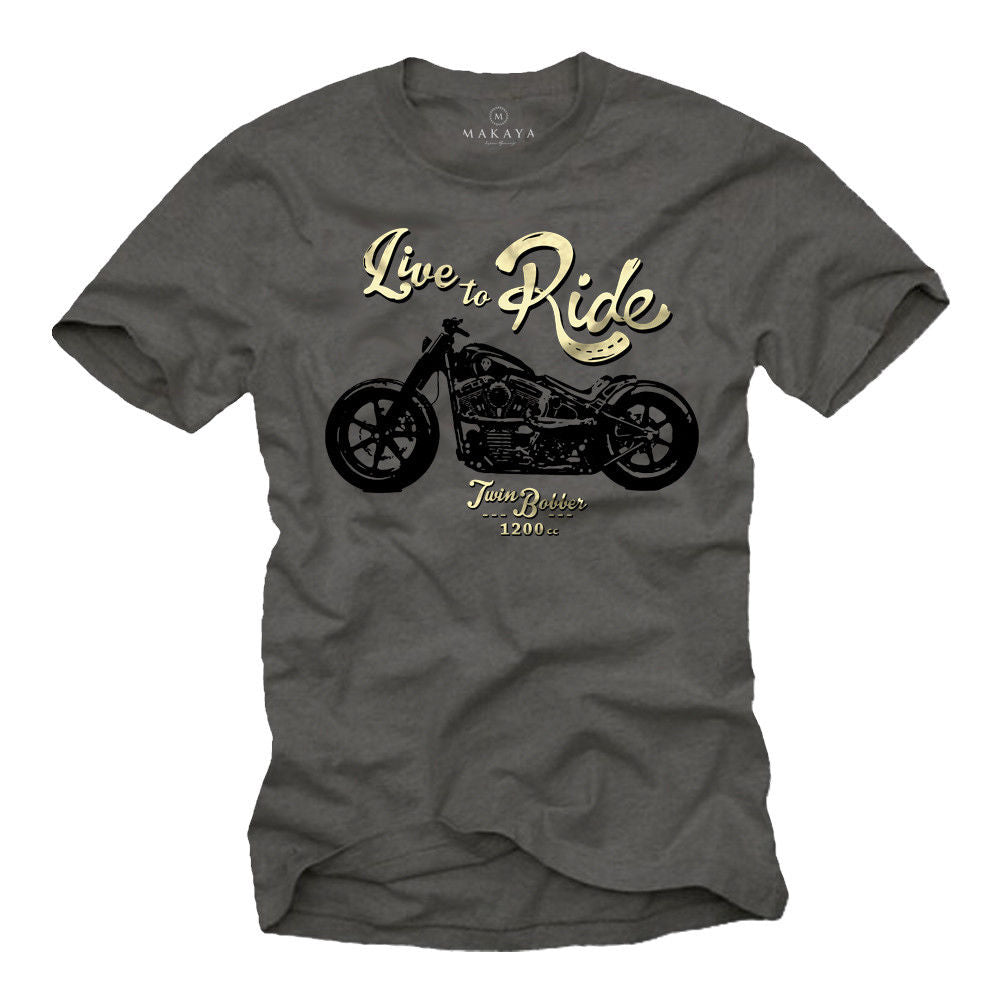 Twin Bobber Live to Ride Dark Gray Cotton T Shirt