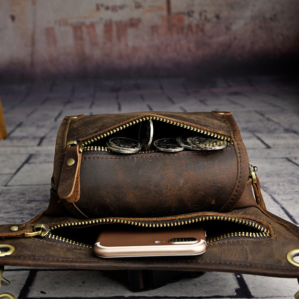 Crazy Horse Leather Multi-function Leg Bag