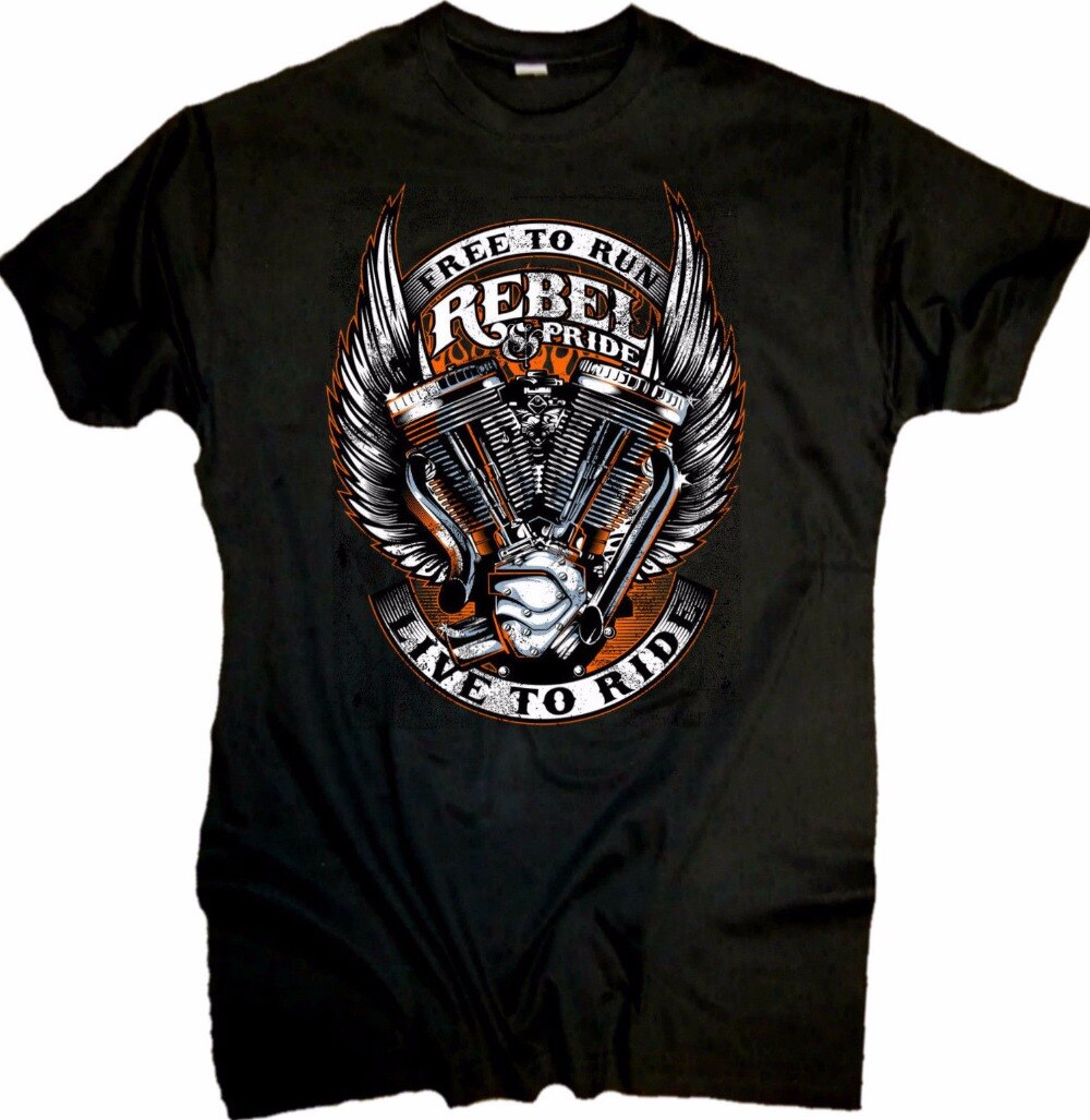 Rebel - Free to Run - Live to Ride Black T shirt