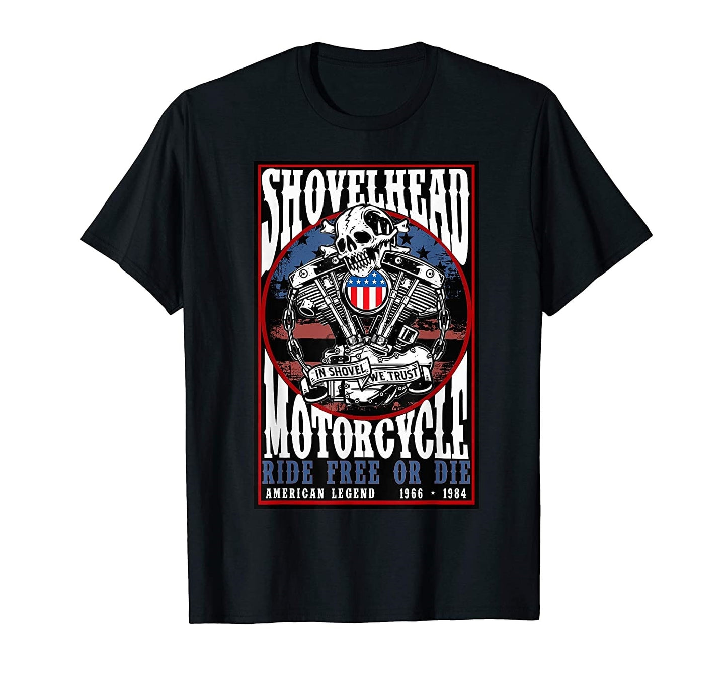 Black Retro Shovelhead Motorcycle T-Shirt