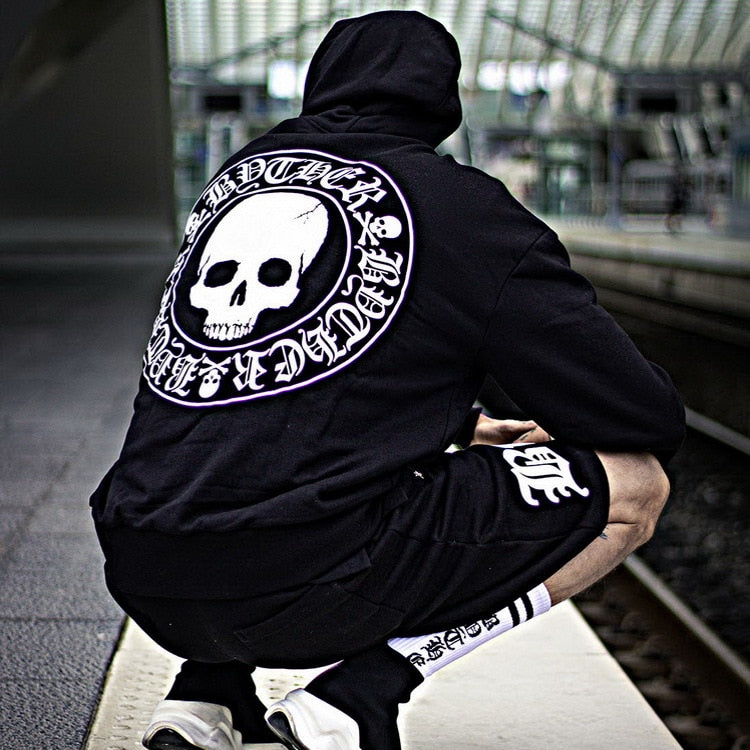 Skull Printed Cotton Hoodie