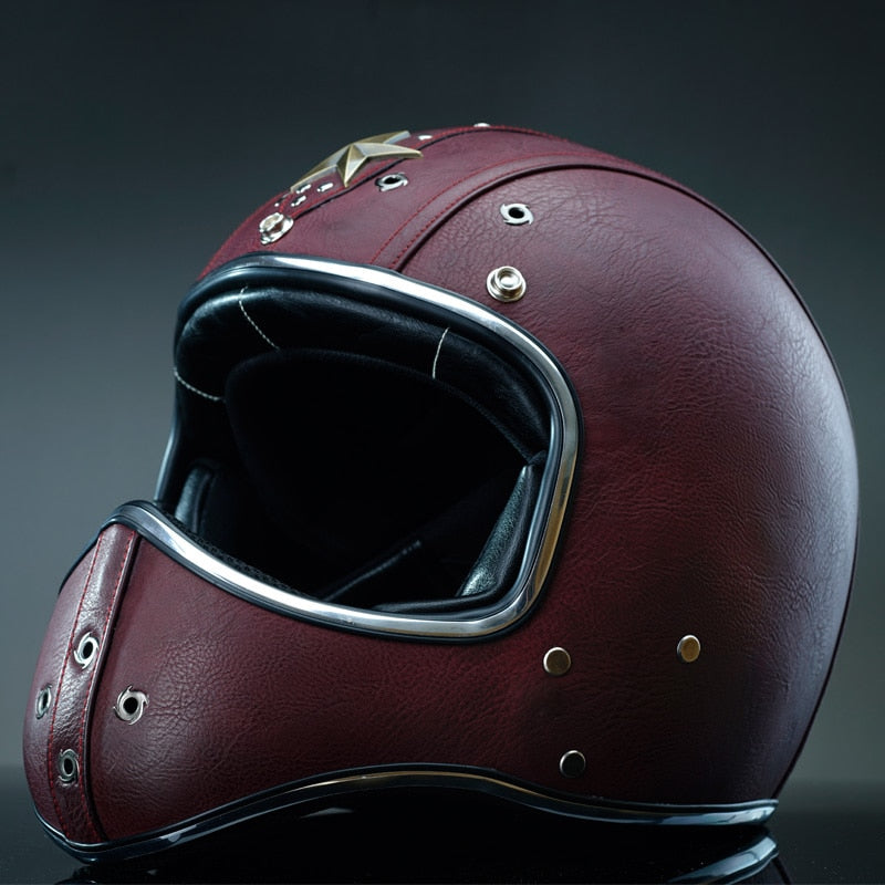 Punk Retro Motorcycle Leather Helmet