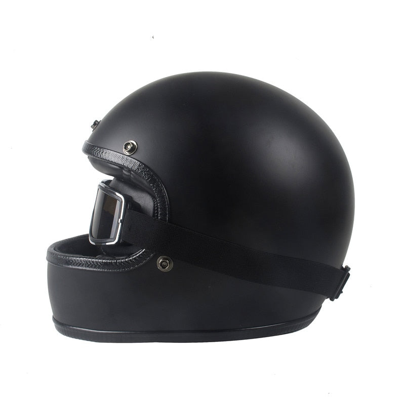 Matte Black Full Face Cruiser Vintage Motorcycle Helmet