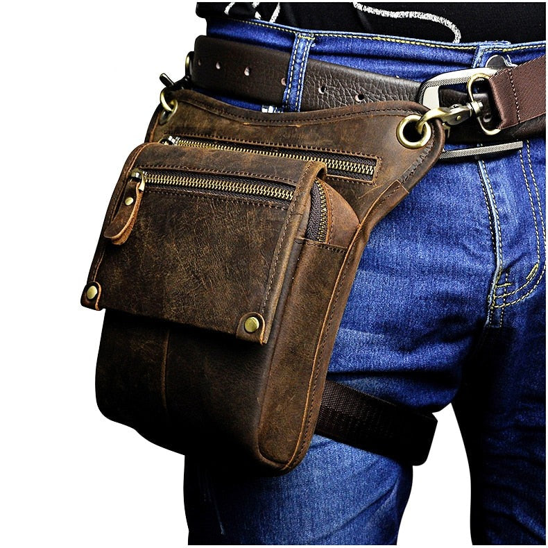 Crazy Horse Leather Multi-function Leg Bag