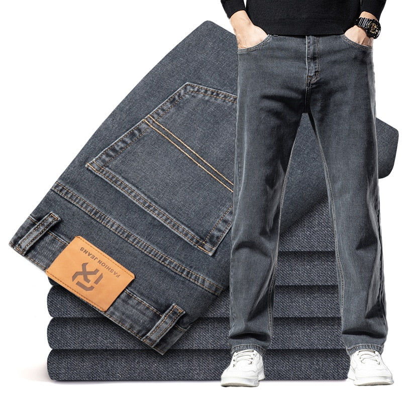 Straight-leg  Stretch Loose Denim Trousers