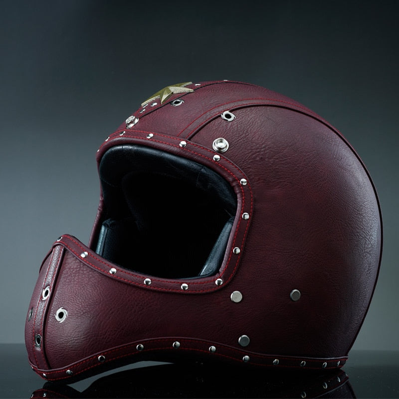 Punk Retro Motorcycle Leather Helmet