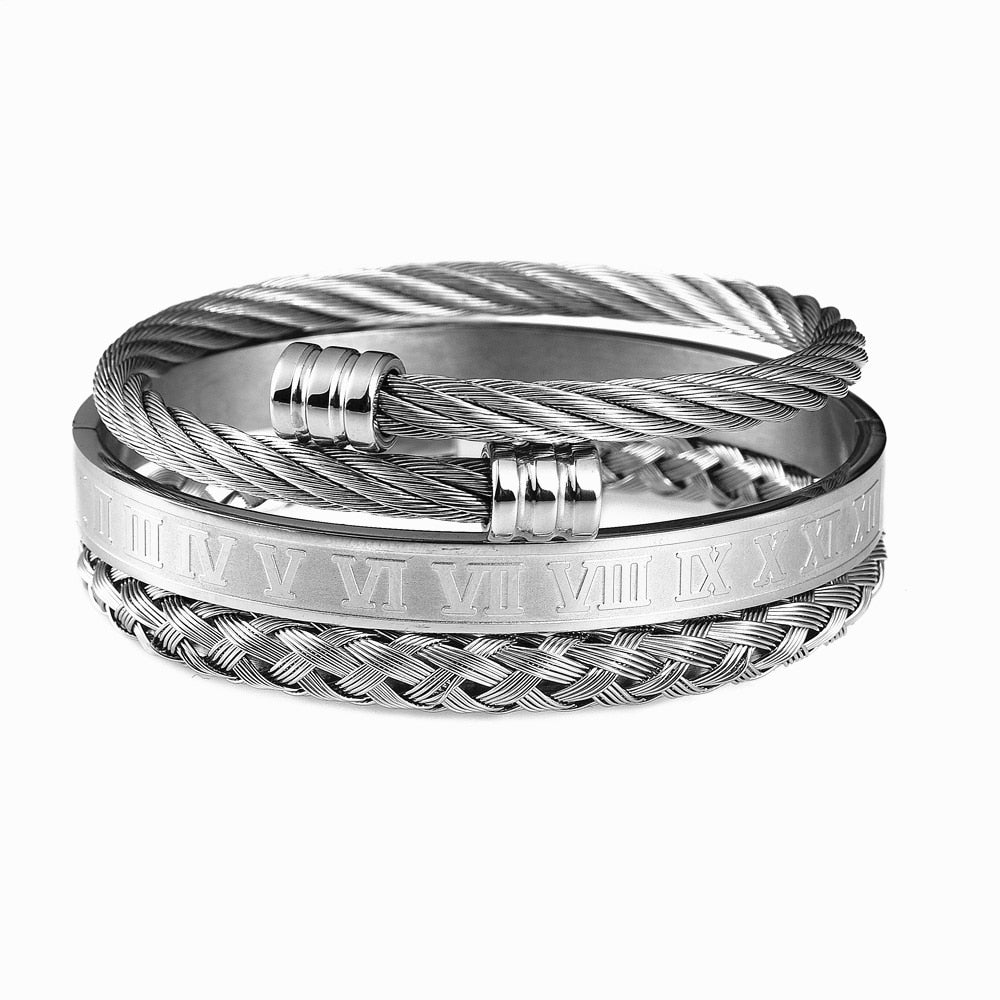 Luxury 3pcs/Set Stainless Steel Bracelet