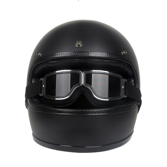 Matte Black Full Face Cruiser Vintage Motorcycle Helmet