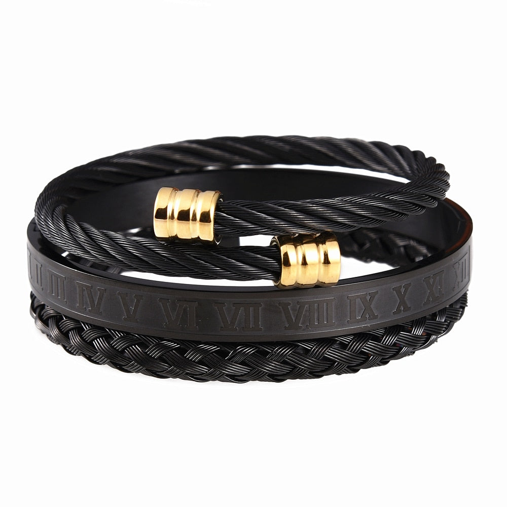 Luxury 3pcs/Set Stainless Steel Bracelet