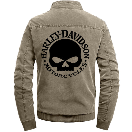 Stand Collar H D Skull Logo Cotton Jacket